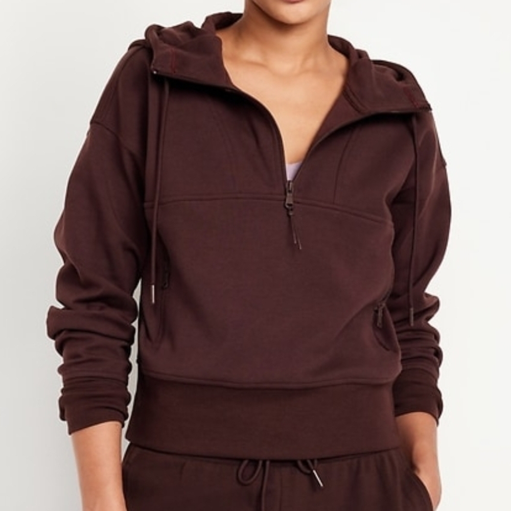 Old Navy Brown Half-Zip Hoodie Sweatshirt